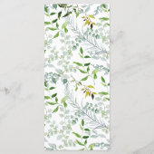Menu de mariage élégant à l'aquarelle avec verdure (Dos)