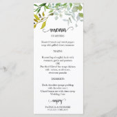 Menu de mariage élégant à l'aquarelle avec verdure (Devant)