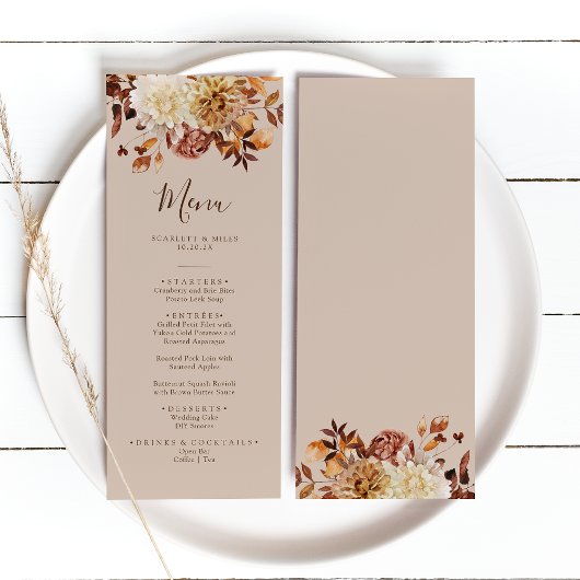Menu de mariage élégant à l'aquarelle Terracotta a