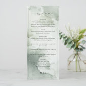 Menu de mariage élégant à l'aquarelle verte (Debout devant)