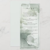 Menu de mariage élégant à l'aquarelle verte (Devant / Derrière)