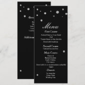 Menu de mariage élégant à points scintillants noir (Devant / Derrière)