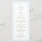 Menu de mariage élégant à rayures bleues (Devant)