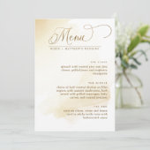 Menu de mariage élégant aquarelle jaune doré (Debout devant)