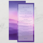 Menu de mariage élégant avec dégradé violet (Devant / Derrière)