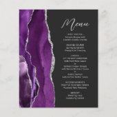 Menu de mariage élégant avec écriture argentée sur (Devant)