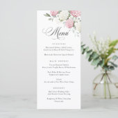 Menu de mariage élégant avec hydrangea rose et ver (Debout devant)