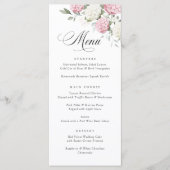 Menu de mariage élégant avec hydrangea rose et ver (Devant)