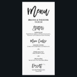 Menu de mariage élégant avec lettrage à la main<br><div class="desc">Menu simple et chic en noir et blanc. Visitez notre boutique en ligne pour voir plus de pièces de cette collection !</div>