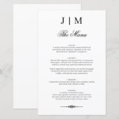 Menu de mariage élégant avec monogramme classique (Devant / Derrière)