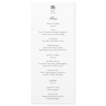 Menu de mariage élégant avec palmier personnalisé