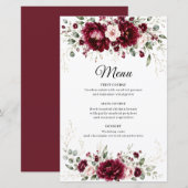 Menu de mariage élégant avec verdure florale de Bo (Devant / Derrière)