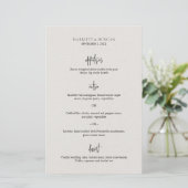 Menu de mariage élégant beige intemporel neutre (Debout devant)
