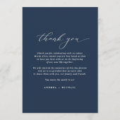 Menu de mariage élégant bleu marine classique vint (Dos)