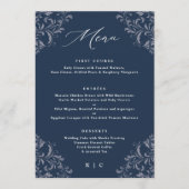 Menu de mariage élégant bleu marine classique vint (Devant)
