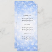Menu de mariage élégant Blue Winter Wonderland (Devant / Derrière)