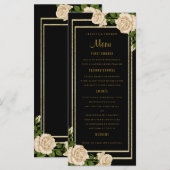 Menu de mariage Elégant Chic Coin Roses d'Ivoire (Devant / Derrière)