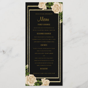 Menu de mariage Elégant Chic Coin Roses d'Ivoire