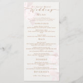 Menu de mariage élégant chic rose (Dos)