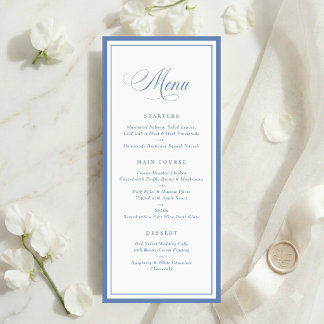 Menu de mariage élégant classique cadre poussiéreu