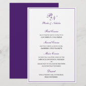 Menu de mariage élégant classique Royal Purple (Devant / Derrière)