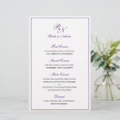 Menu de mariage élégant classique Royal Purple (Debout devant)