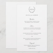 Menu de mariage élégant Couronne de monogramme cla (Devant / Derrière)