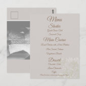 Menu de mariage élégant crème, écriture classique (Devant / Derrière)
