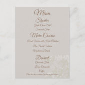 Menu de mariage élégant crème, écriture classique (Devant)