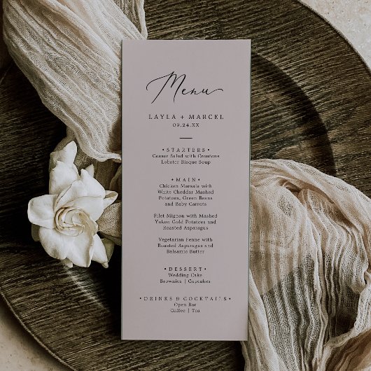 Menu de mariage élégant de la Coordonnée de lavage