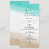 Menu de mariage élégant de plage à l'aquarelle sar (Devant / Derrière)