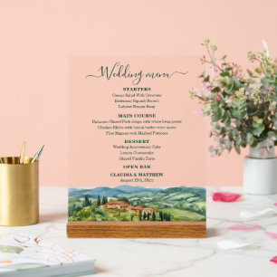 Menu de mariage élégant de vignoble italien