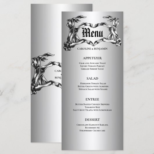 Menu de mariage élégant d'Halloween (Devant / Derrière)