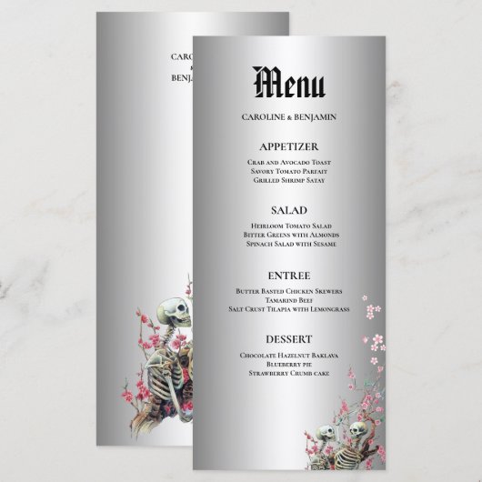 Menu de mariage élégant d'Halloween (Devant / Derrière)