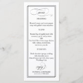 Menu de mariage élégant écriture noire 4x9 (Devant)