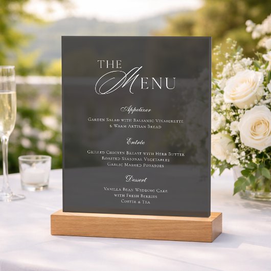 Menu de mariage élégant en acrylique