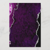 Menu de mariage élégant en agate argent violet (Dos)