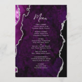 Menu de mariage élégant en agate argent violet (Devant)