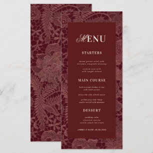 Menu de mariage élégant en dentelle de Bourgogne