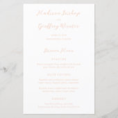 Menu de mariage élégant en écriture gras pêche (Devant)