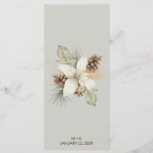 Menu de mariage élégant en écriture hiver beige (Dos)