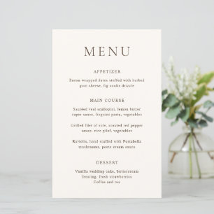 Menu de mariage élégant en ivoire classique