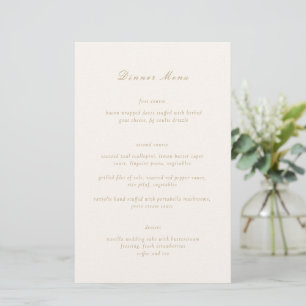 Menu de mariage élégant en ivoire et or