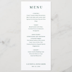 Menu de mariage élégant en noir et blanc avec seri