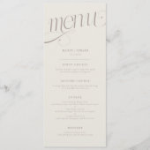 Menu de mariage élégant en spirale grège (Devant)