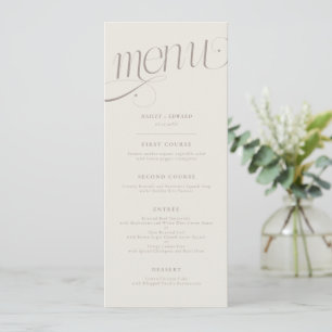 Menu de mariage élégant en spirale grège