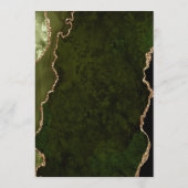 Menu de mariage élégant en vert olive et agate dor (Dos)