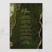 Menu de mariage élégant en vert olive et agate dor (Devant)