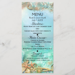 Menu de mariage élégant enchanté sous la mer