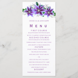 Menu de mariage élégant et chic Clématite